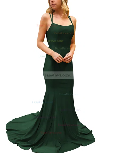 Trumpet/Mermaid Square Neckline Silk-like Satin Sweep Train Prom Dresses #Favs020107308