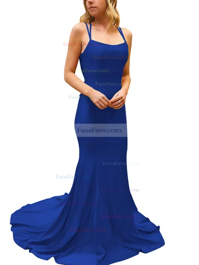Trumpet/Mermaid Square Neckline Silk-like Satin Sweep Train Prom Dresses #Favs020107308
