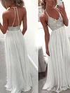 A-line V-neck Chiffon Floor-length Lace Prom Dresses #Favs020104412