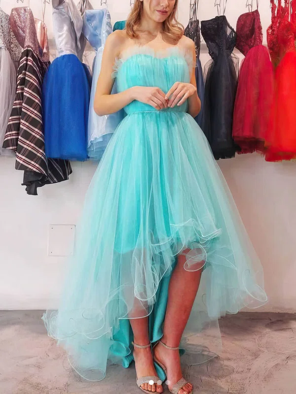 A-line Sweetheart Tulle Asymmetrical Prom Dresses #Favs020107355