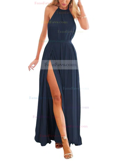 A-line Halter Chiffon Ankle-length Split Front Prom Dresses #Favs020104432