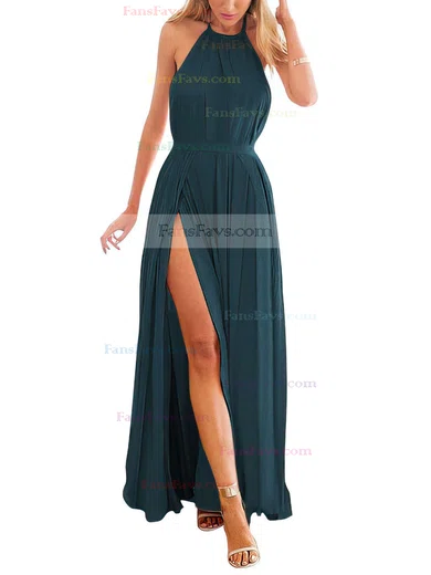 A-line Halter Chiffon Ankle-length Split Front Prom Dresses #Favs020104432