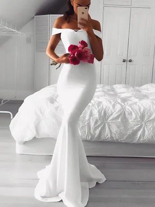 Trumpet/Mermaid Off-the-shoulder Stretch Crepe Sweep Train Prom Dresses #Favs020107398 Trumpet/Mermaid Off-the-shoulder Stretch Crepe Sweep Train Prom Dresses #Favs020107398