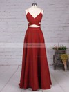A-line V-neck Silk-like Satin Sweep Train Prom Dresses #Favs020102743