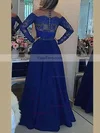 A-line Scoop Neck Chiffon Floor-length Beading Prom Dresses #Favs020104440