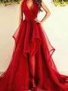 Princess V-neck Organza Sweep Train Ruffles Prom Dresses #Favs020104480