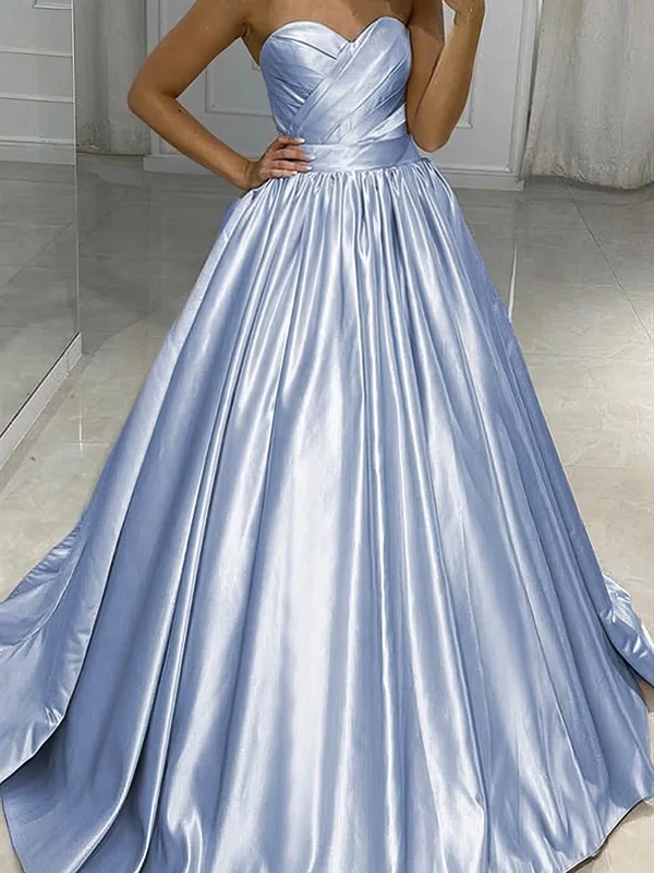 Ball Gown Sweetheart Silk-like Satin Sweep Train Prom Dresses #Favs020107431