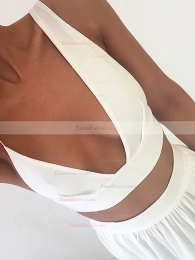 A-line V-neck Chiffon Floor-length Split Front Prom Dresses #Favs020107445