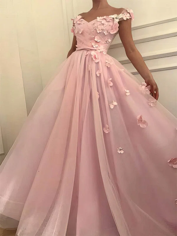 Ball Gown Off-the-shoulder Organza Sweep Train Bow Prom Dresses #Favs020107464