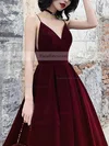 A-line V-neck Velvet Tea-length Prom Dresses #Favs020107468