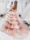 Ball Gown Strapless Tulle Sweep Train Tiered Prom Dresses #Favs020107476