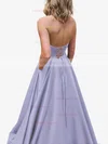 A-line Strapless Satin Sweep Train Pockets Prom Dresses #Favs020107479