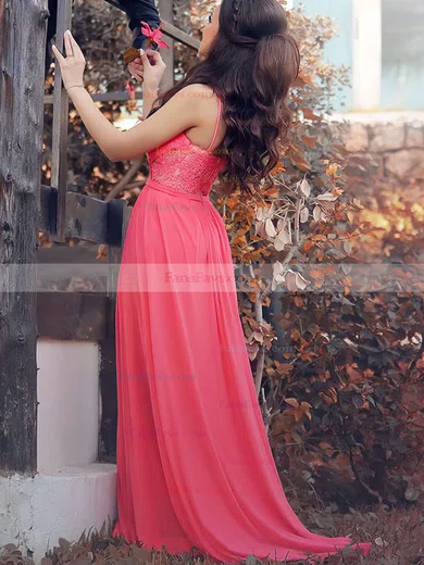 A-line Sweetheart Chiffon Sweep Train Appliques Lace Prom Dresses #Favs020104512