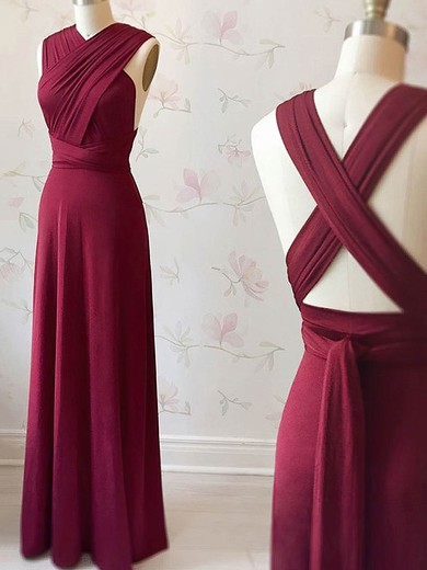A-line V-neck Jersey Floor-length Prom Dresses #Favs020107504