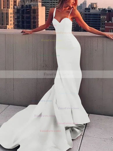 Sheath/Column Sweetheart Satin Court Train Prom Dresses #Favs020107508