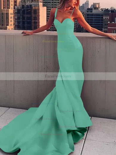 Sheath/Column Sweetheart Satin Court Train Prom Dresses #Favs020107508