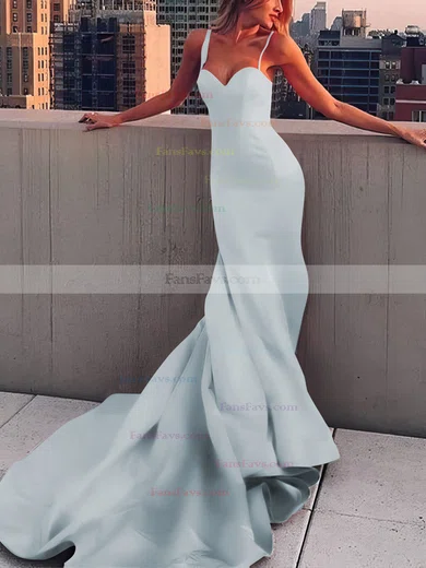 Sheath/Column Sweetheart Satin Court Train Prom Dresses #Favs020107508