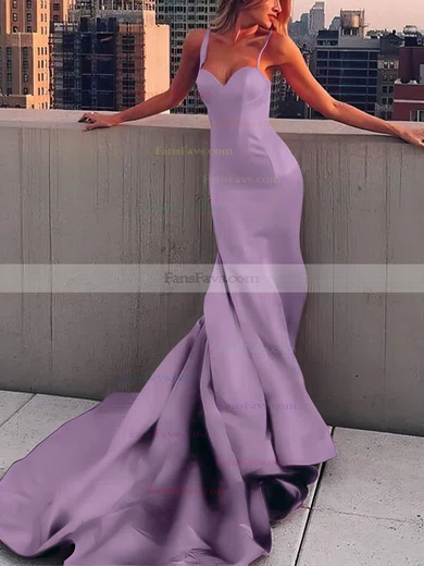 Sheath/Column Sweetheart Satin Court Train Prom Dresses #Favs020107508
