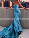 Sheath/Column Sweetheart Satin Court Train Prom Dresses #Favs020107508