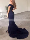 Trumpet/Mermaid Off-the-shoulder Silk-like Satin Sweep Train Split Front Prom Dresses #Favs020107524