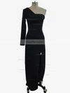 A-line One Shoulder Stretch Crepe Floor-length Split Front Prom Dresses #Favs020107544