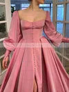 Ball Gown Sweetheart Satin Sweep Train Buttons Prom Dresses #Favs020107559