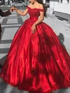 Ball Gown Off-the-shoulder Silk-like Satin Sweep Train Appliques Lace Prom Dresses #Favs020107561