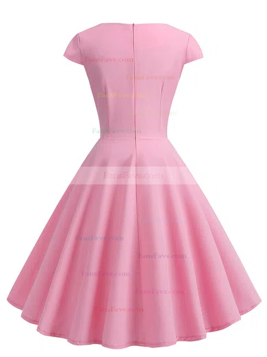 A-line V-neck Silk-like Satin Knee-length Ruffles Short Prom Dresses #Favs020107582