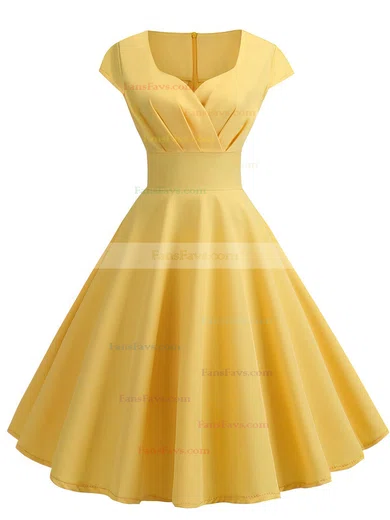 A-line V-neck Silk-like Satin Knee-length Ruffles Short Prom Dresses #Favs020107582