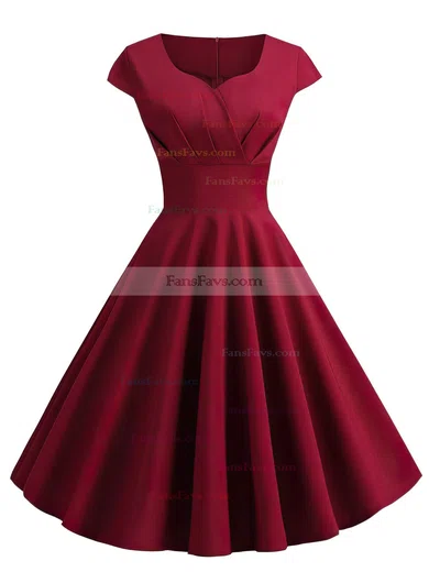 A-line V-neck Silk-like Satin Knee-length Ruffles Short Prom Dresses #Favs020107582