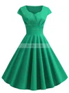 A-line V-neck Silk-like Satin Knee-length Ruffles Prom Dresses #Favs020107582
