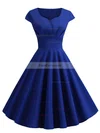A-line V-neck Silk-like Satin Knee-length Ruffles Prom Dresses #Favs020107582
