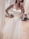 A-line Scoop Neck Tulle Tea-length Short Prom Dresses #Favs020107584