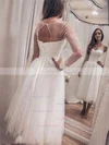 A-line Scoop Neck Tulle Tea-length Prom Dresses #Favs020107584