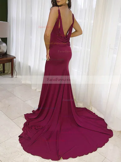 Trumpet/Mermaid V-neck Jersey Sweep Train Prom Dresses #Favs020107928