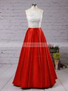 Ball Gown Square Neckline Satin Floor-length Appliques Lace Prom Dresses #Favs020104587