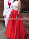 Ball Gown Square Neckline Satin Floor-length Appliques Lace Prom Dresses #Favs020104587