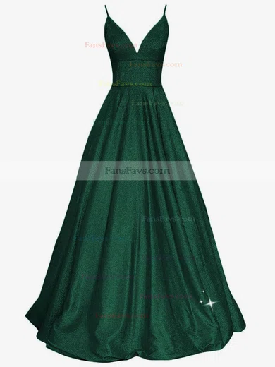 Ball Gown V-neck Glitter Sweep Train Pockets Prom Dresses #Favs020107934