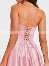 A-line V-neck Silk-like Satin Sweep Train Ruffles Prom Dresses #Favs020107954