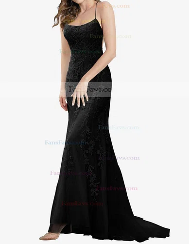 Trumpet/Mermaid Square Neckline Tulle Sweep Train Beading Prom Dresses #Favs020107957