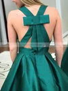 A-line V-neck Satin Sweep Train Bow Prom Dresses #Favs020107961