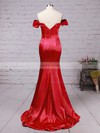 Trumpet/Mermaid Off-the-shoulder Silk-like Satin Sweep Train Split Front Prom Dresses #Favs020104594