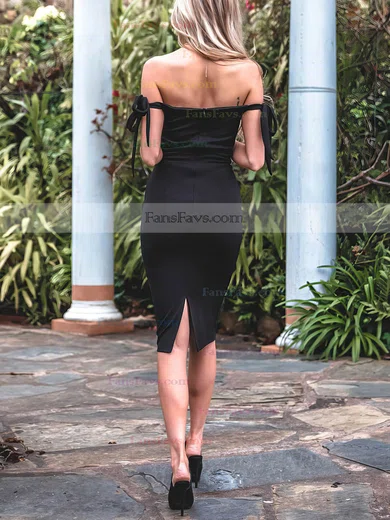 Sheath/Column Off-the-shoulder Stretch Crepe Knee-length Bow Short Prom Dresses #Favs020106608