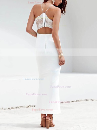 Sheath/Column V-neck Stretch Crepe Ankle-length Lace Prom Dresses #Favs020106610