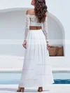 A-line Off-the-shoulder Lace Chiffon Ankle-length Prom Dresses #Favs020106611