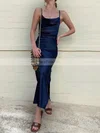 Sheath/Column Cowl Neck Silk-like Satin Ankle-length Split Front Prom Dresses #Favs020106612