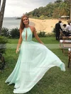 A-line Halter Chiffon Floor-length Prom Dresses #Favs020104602