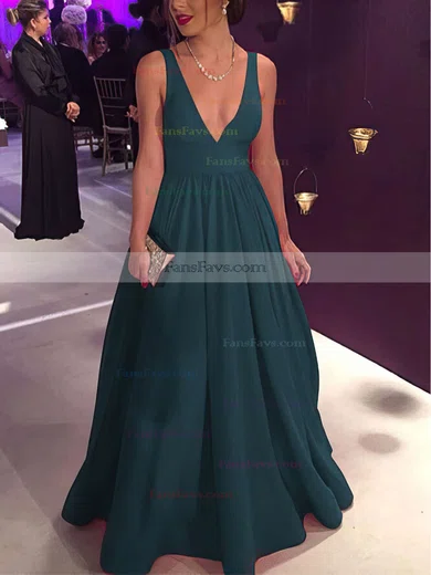 Ball Gown V-neck Silk-like Satin Floor-length Bow Prom Dresses #Favs020104603