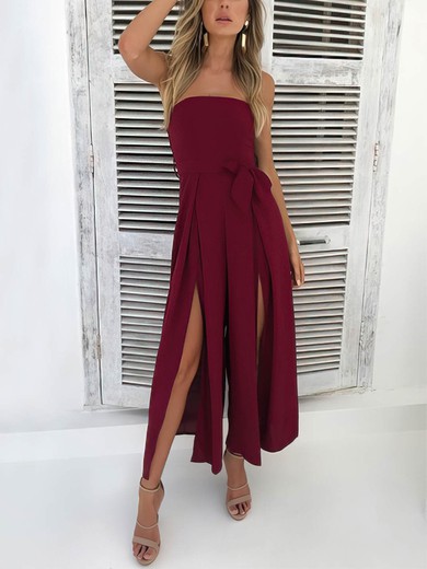 A-line Strapless Silk-like Satin Ankle-length Split Front Prom Dresses #Favs020106565