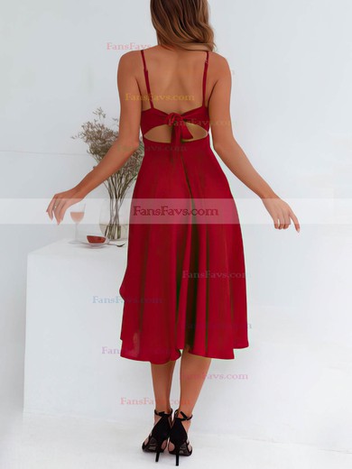 A-line V-neck Chiffon Tea-length Prom Dresses #Favs020106574